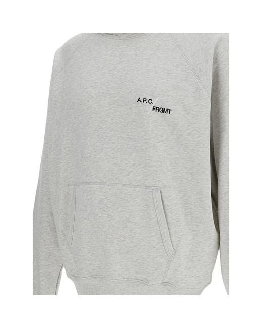 A.p.c. X Frgmt Gray A. P.C. X Frgmt Logo-Print Raglan-Sleeve Hoodie for men