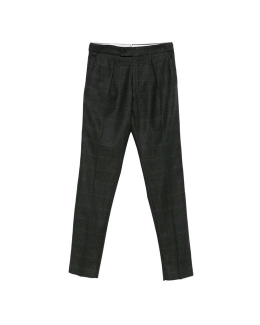 Incotex Black Pleated Checked Trousers for men