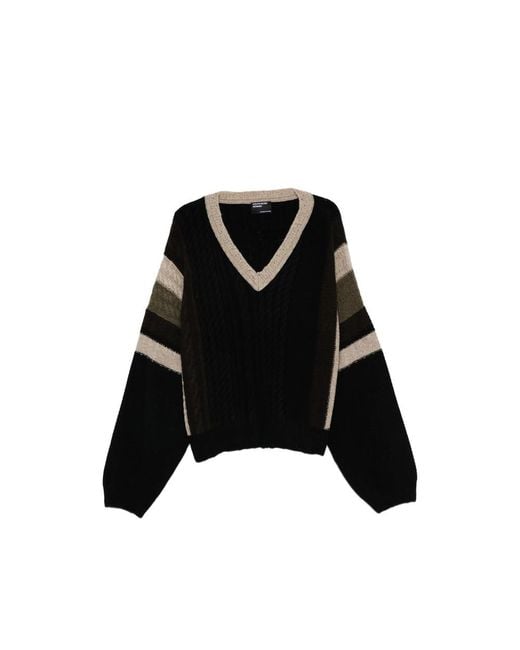Enfants Riches Deprimes Black V-Neck Cable-Knit Sweater for men