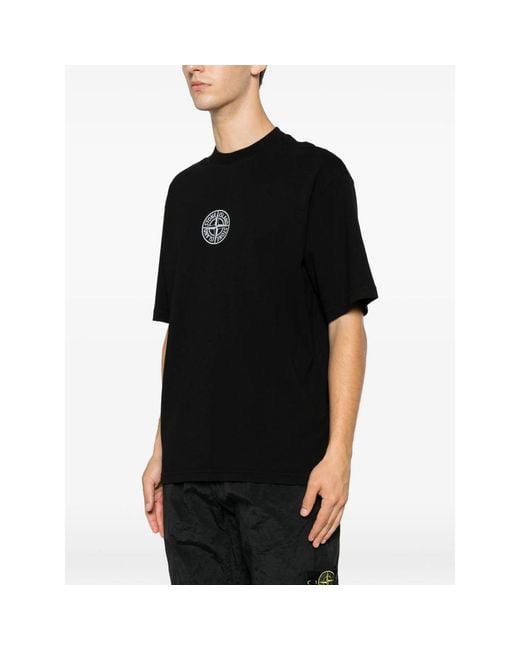Stone Island Black Logo-Print Crew-Neck T-Shirt for men