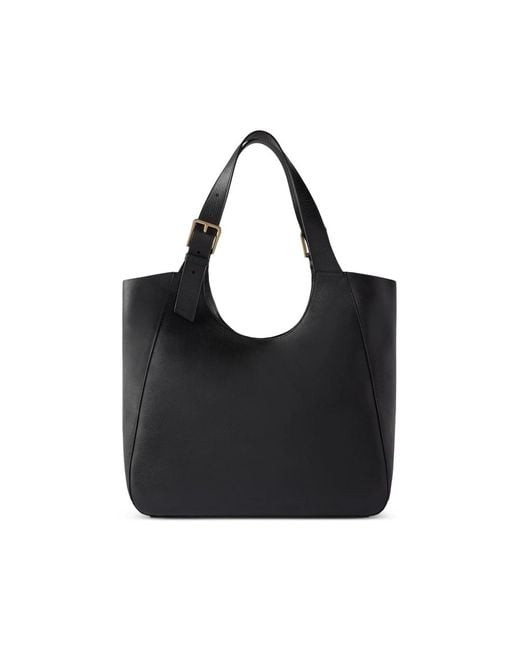 Furla Black Buckle-Detail Leather Tote Bag