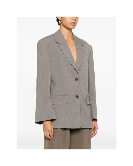 By Malene Birger Gray Liva Buttoned Blazer