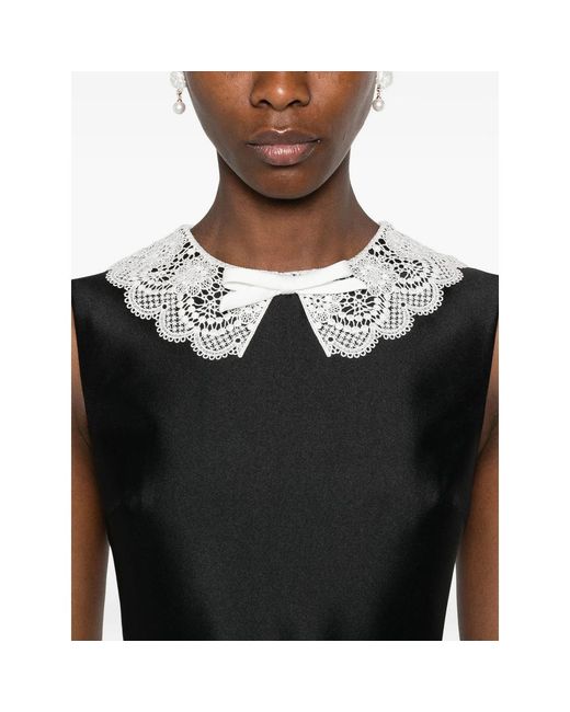 Self-Portrait Black Dress With Lace-Embroidered Collar