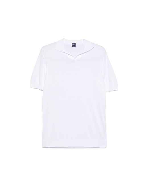 Fedeli White Polo-Collar T-Shirt for men