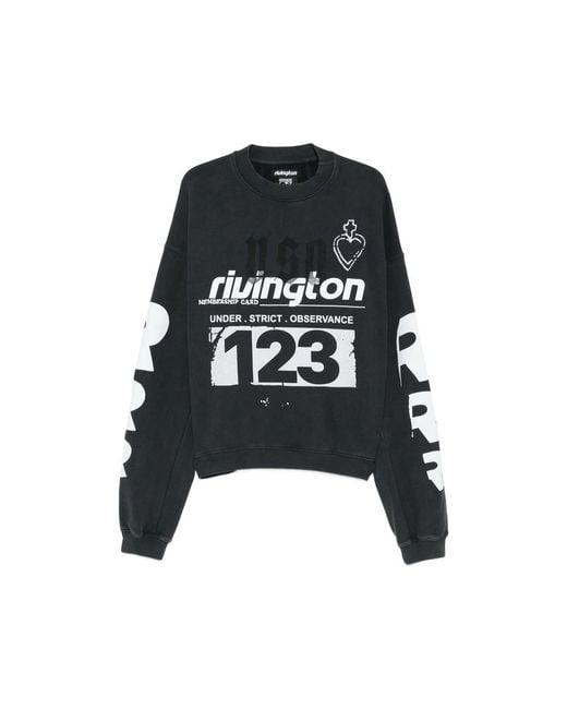 RIVINGTON roi Rebis Black Graphic-Print Logo-Sleeve Sweatshirt for men