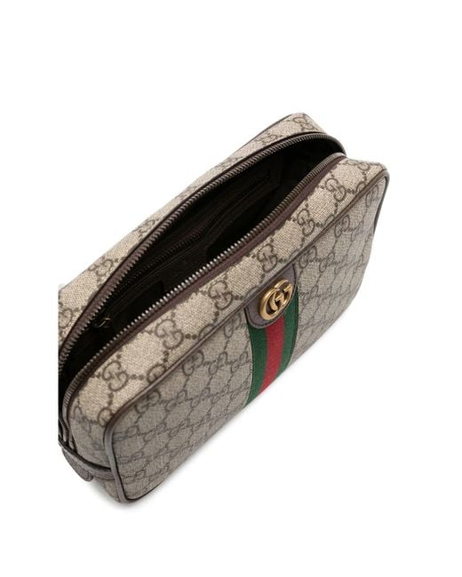 Gucci Gray Clutch 'Ophidia' With Gg Plate Details On The Front And Web Detail On The Front for men