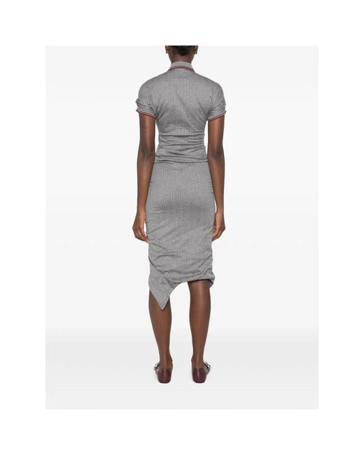 Vivienne Westwood Gray Pulling Ruched Asymmetric Midi Dress
