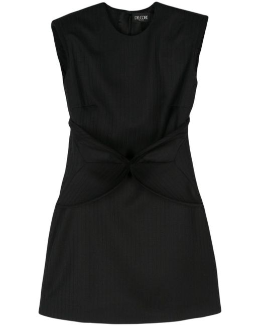 Del Core Black Appliqué-Detail Wool Dress