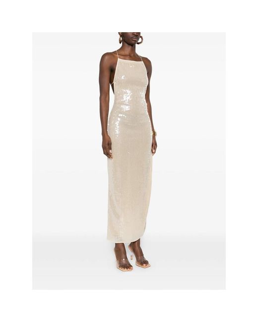 Oseree Natural Maxi Dress With Sequin Embellishment