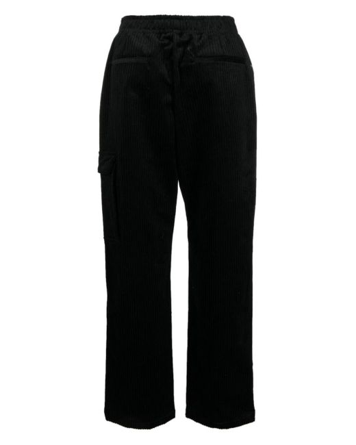 FAMILY FIRST Black Corduroy Cropped-Leg Trousers for men