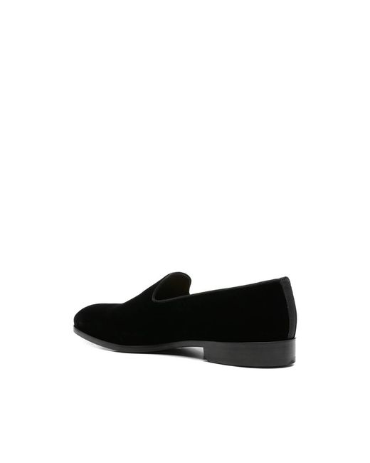 Doucal's Black Velvet-Effect Loafers for men