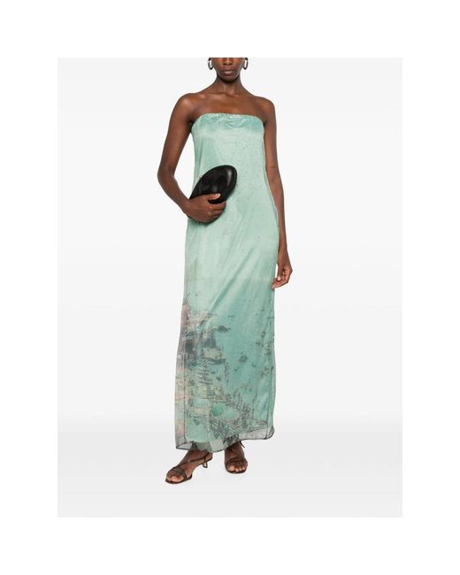 Staud Green Amara Strapless Maxi Dress