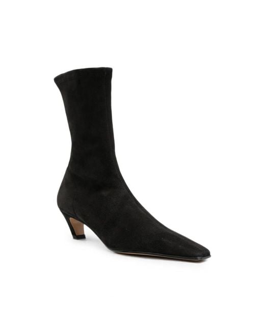 Khaite Black Arizona Pointed-Toe Suede Ankle Boots