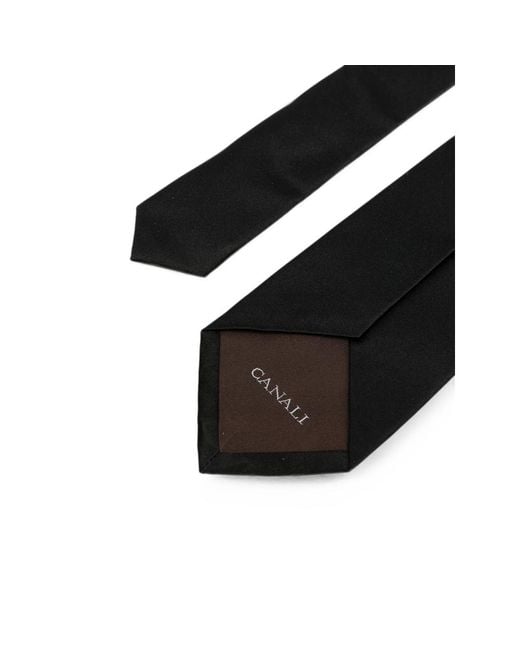 Canali Black Bow Tie Silk for men