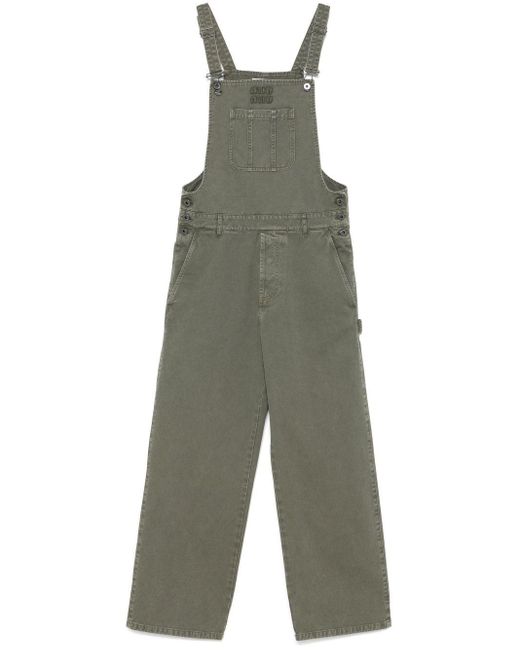 Miu Miu Green Gabardine Dungarees