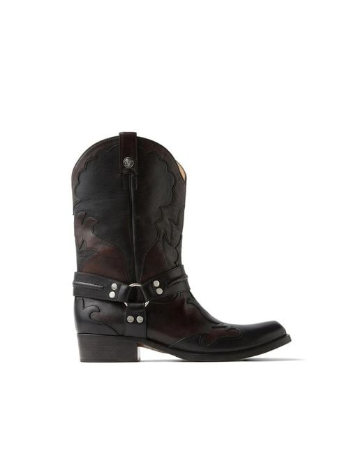 Versace Black Sylvester Leather Texan Boots for men
