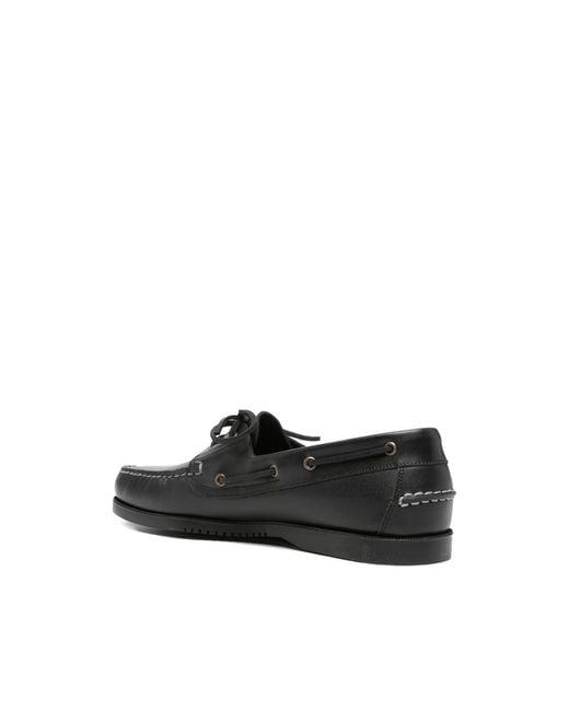 Paraboot Black Barth Leather Boat Shoes for men