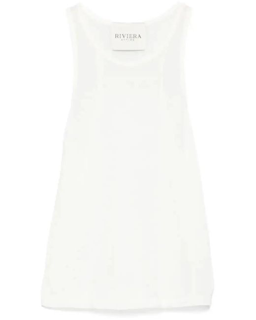 Riviera White Cotton Tank Top