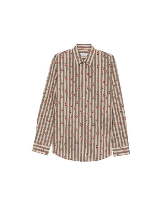 Dries Van Noten Natural Floral-Print Striped Shirt for men