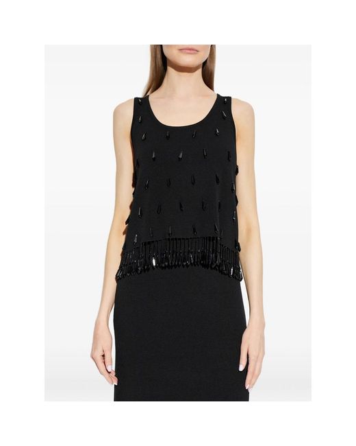By Malene Birger Black Hysa Bead-Embellished Fringe Top