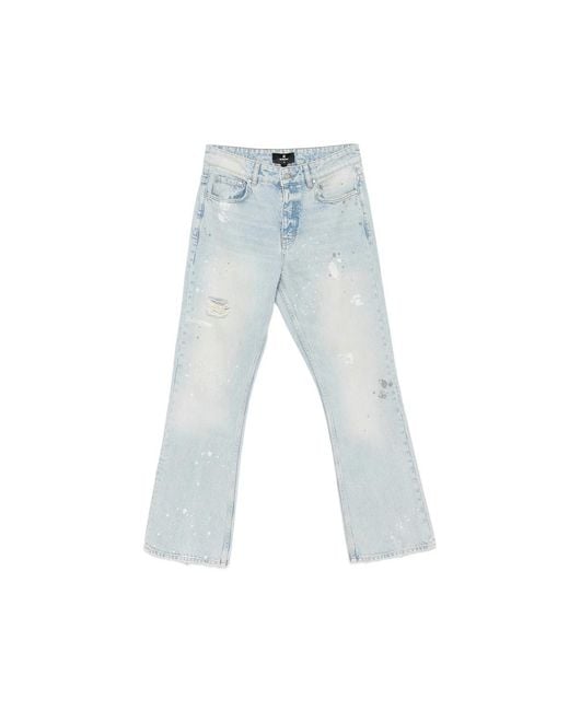 Represent Blue Paint-Splatter Distressed Jeans for men
