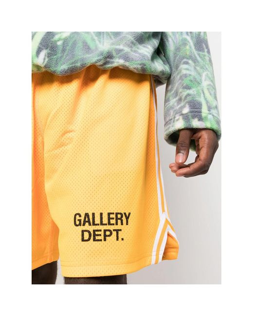 GALLERY DEPT. Yellow Logo-Print Track Shorts for men