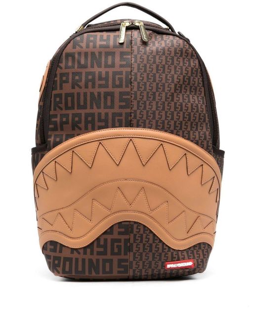 Sprayground Brown Graphic Print Backpack for men