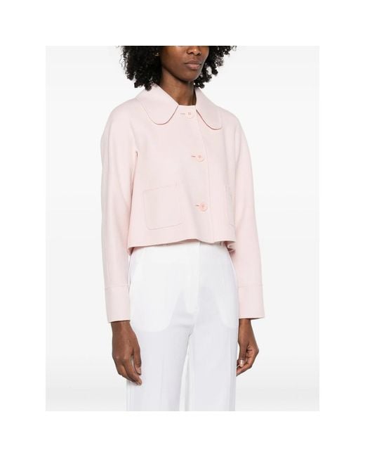 Max Mara Pink Collared Patch-Pocket Jacket