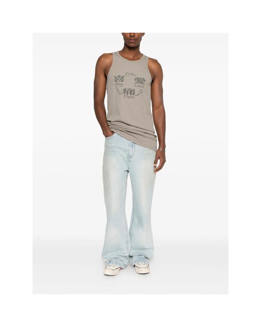 MADFRENZY Gray Joy Love Pain Print Top for men
