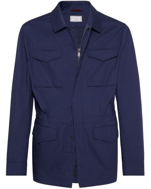 Brunello Cucinelli Blue Lightweight Shirt Jacket for men