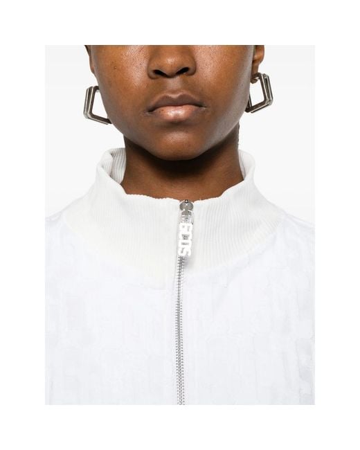 Gcds White Bomber Jacket Textured Cotton