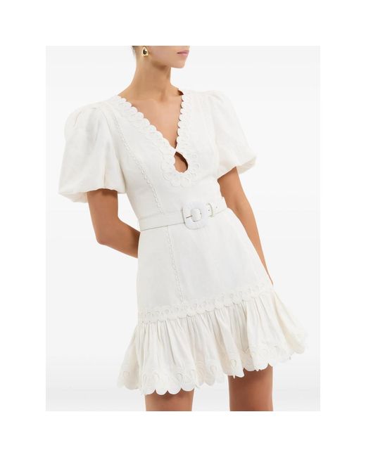 Rebecca Vallance White Dress Linen-Blend