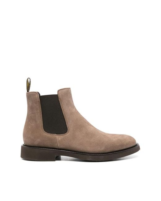 Doucal's Brown Pull-On Suede Chelsea Boots for men