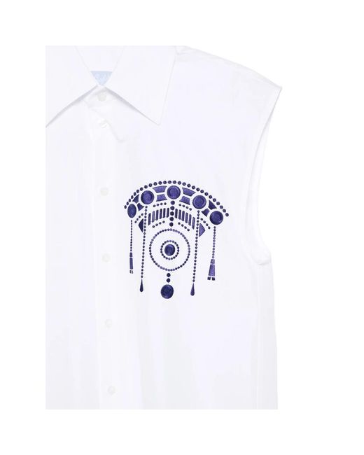 Seafarer White Printed Sleeveless Top