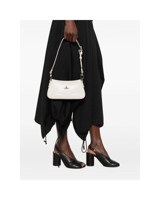 Vivienne Westwood Natural Orb Croc-Effect Shoulder Bag