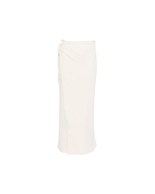 Baserange White Brig Ribbed Maxi Skirt