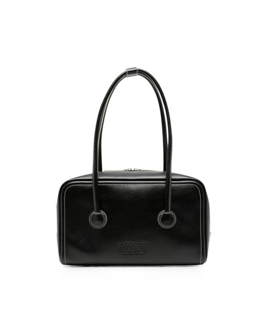 MARGE SHERWOOD Black Small Logo-Embossed Leather Shoulder Bag