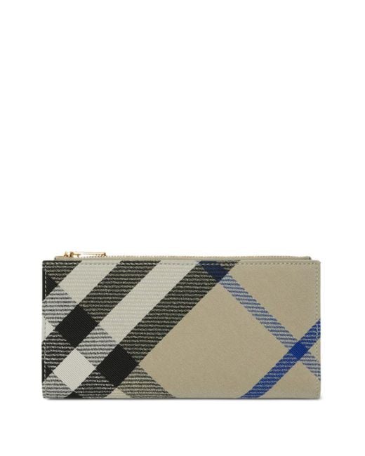 Burberry Gray Large Checked Bi-Fold Wallet