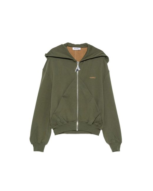 The Attico Green Logo-Embroidered Zip-Up Hoodie