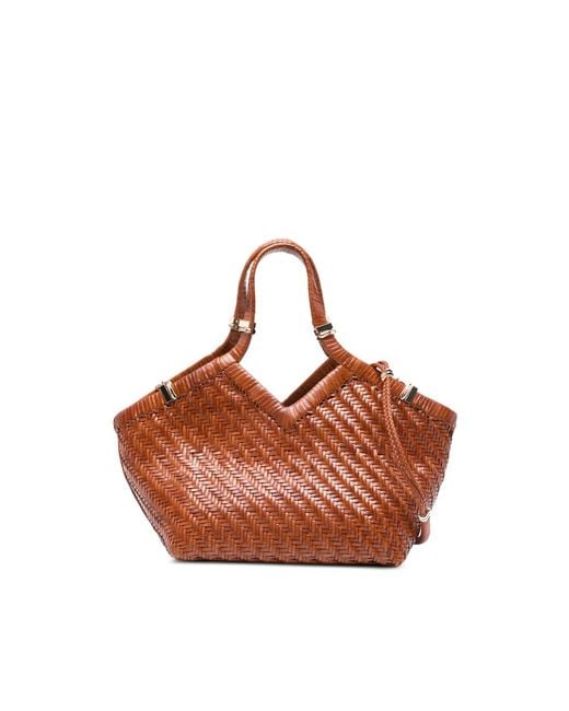 Benedetta Bruzziches Brown Woven Leather Tote Bag