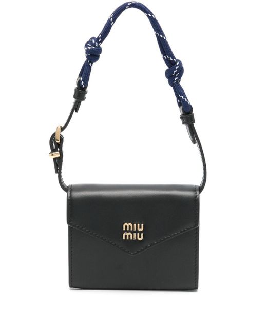 Miu Miu Black Rope-Strap Envelope Wallet