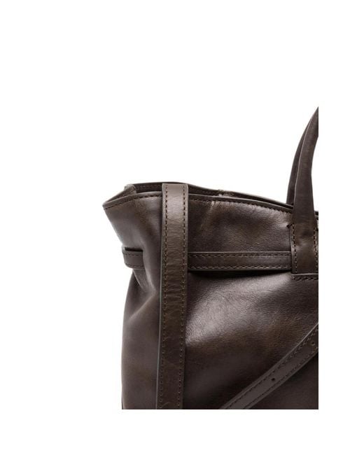 MARGE SHERWOOD Brown Grandma Buckled Leather Tote Bag