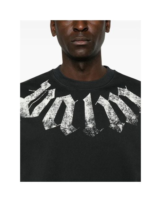 Palm Angels Black Big Neck Logo Printed T-Shirt for men
