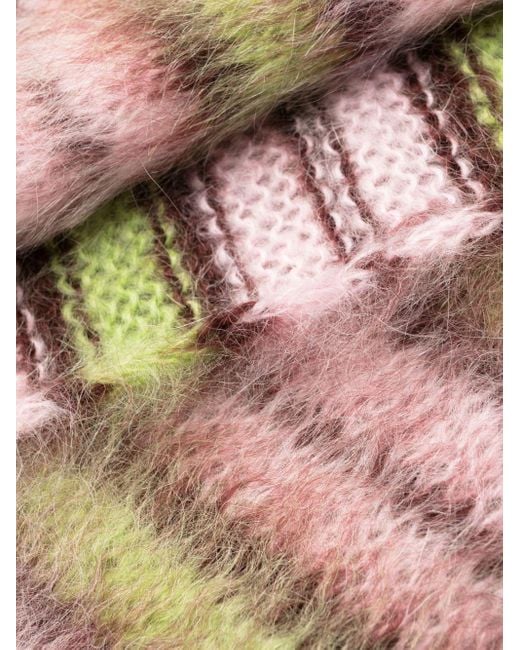 Marni Pink Striped Mohair-Blend Hat