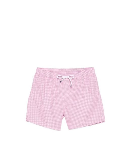 Fedeli Pink Print Swim Shorts for men