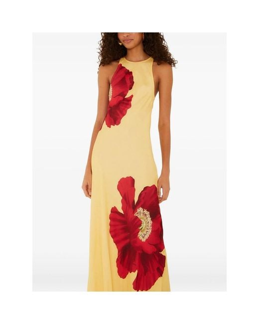 Farm Rio Red Poppy-Print Sleeveless Maxi Dress