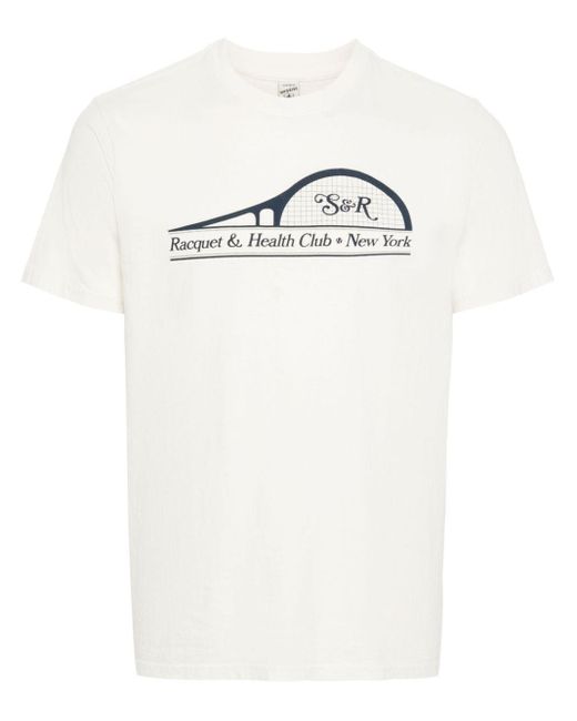 Sporty & Rich White S&r Racket Cotton T-shirt