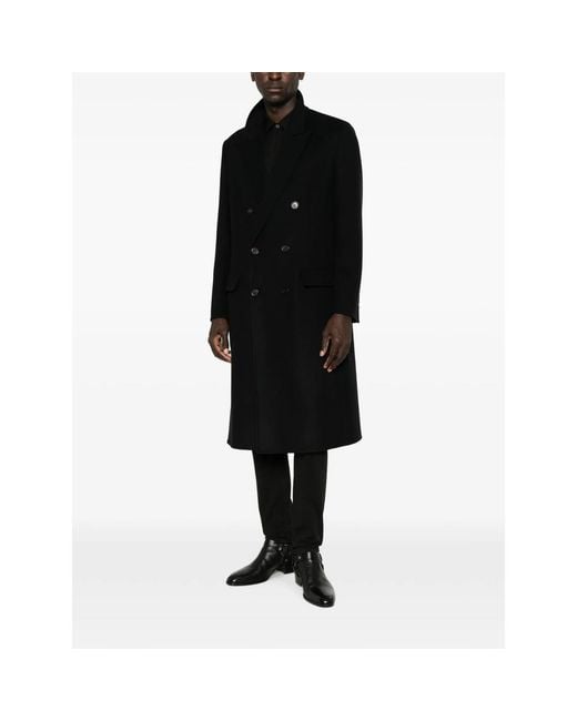 Saint Laurent Black Double-Breasted Coat for men