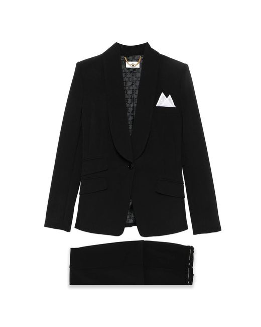 Elisabetta Franchi Black Shawl-Collar Single-Breasted Suit