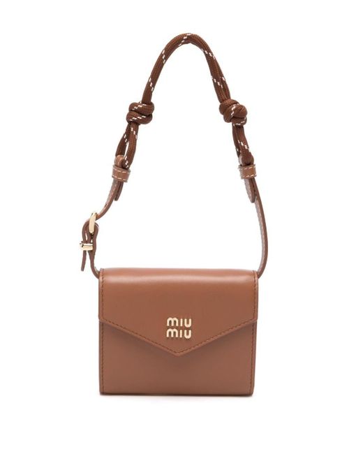 Miu Miu Brown Detachable-strap Leather Wallet